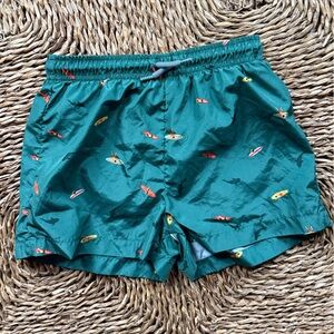 Boys Zara Dark Green Surf Print Swim Shorts size 8-9